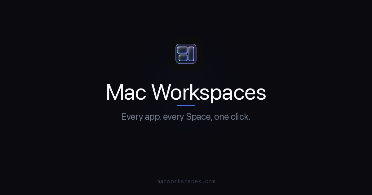 Mac Workspaces social preview — 1200×630